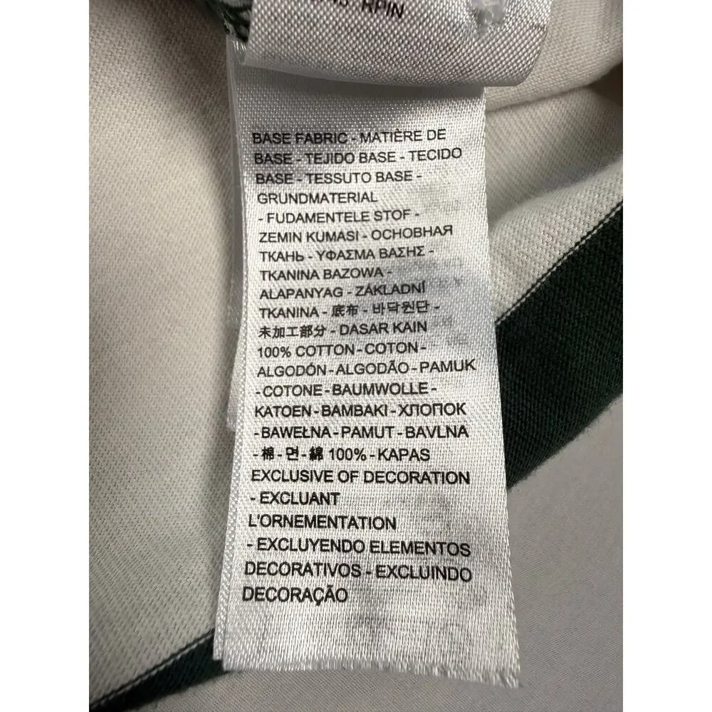 Levi’s Rugby Shirt Men’s XL Green White Stripe Relaxed Fit Long Sleeve Polo